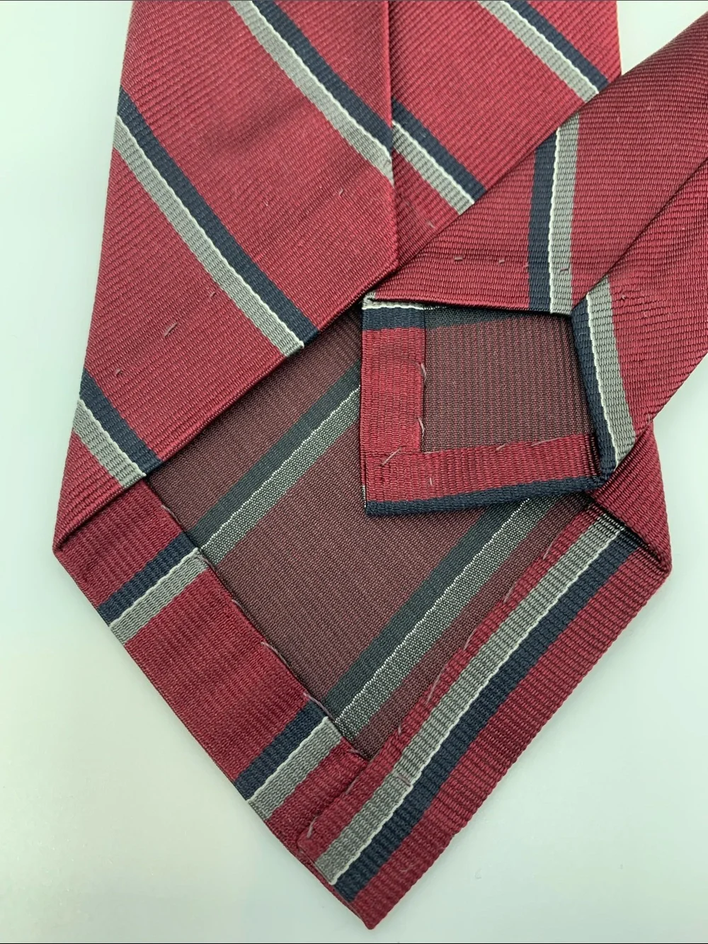 Vintage Polo Ralph Lauren Burgundy Repp Stripe Silk Tie Handmade